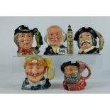 Royal Doulton small character jugs John Doulton, Sancho Panca, Falstaff,