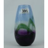 Caithness art glass vase decorated with purple flowers,
