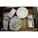 A collection of Royal Albert Old Country Rose items to include clock cafetiere , Christmas plates,