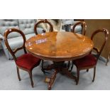 Italian Walnut Dining table and four similar spoon back chairs
