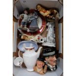 A collection of mixed items to include Royal Doulton character jug City Gent and Golfer (both