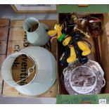 A collection of items including Pluto plastic telephone , Royal Doulton and other plates,