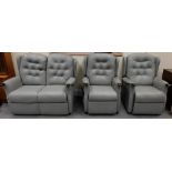 Quality grey leather 3 piece suite including drop arm settee,