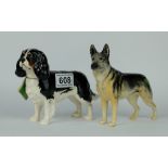 Beswick King Charles Spaniel 2107B and Alsatian Ulrica of Brittas 969 (2)