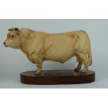 Beswick Connoisseur model of Charolais  Bull A2463 on wood base