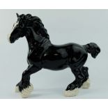 Beswick Black cantering Shire Horse 975,
