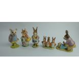 A collection of Beatrix Potter figures to include Royal Albert Pigling Bland and Mrs Rabbit,