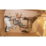 A collection of damaged Beswick items to include large Hunter horse, Elephant in salute,