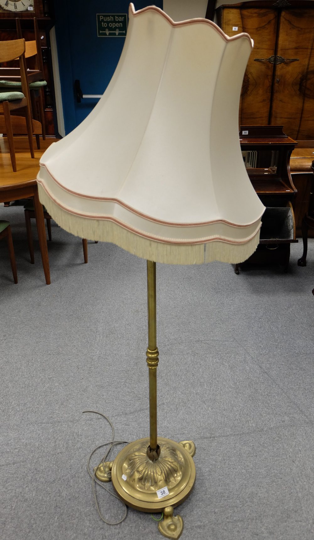 Arts and crafts telescopic standard lamp converted to electric