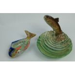 Beswick model of Fish ashtray 1304 and Trout Dish  (2)