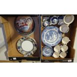 A collection of Johnson Bros Earthenware blue and white dinnerware together with decorative Masons