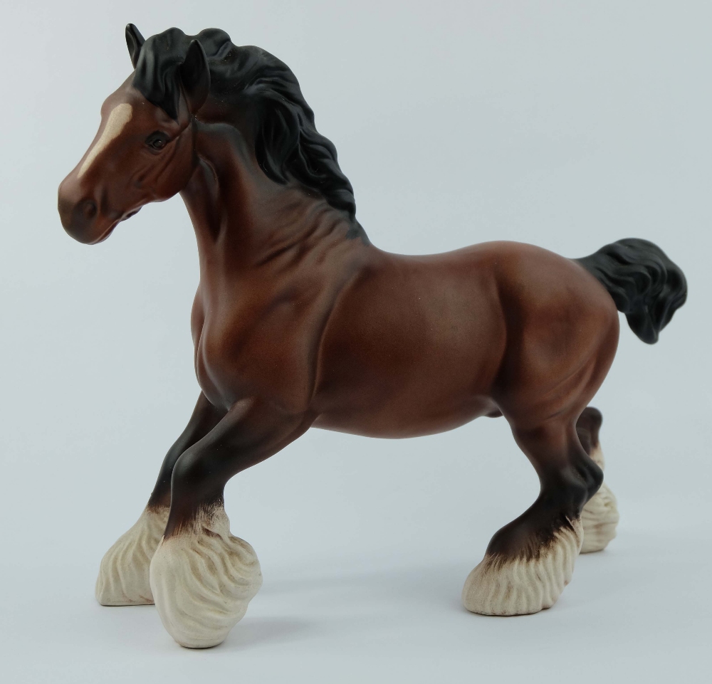 Beswick brown Satin Matte cantering Shire Horse 975