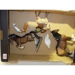 A collection of damaged Beswick items to include Shire 818, Rearing Welsh Pony 1054,