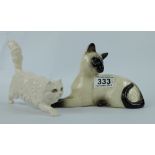 Royal Doulton Siamese cat 1558 and Persian cat (2)