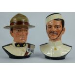 Royal Doulton pair of busts The Royal Canadian Mounted Police HN2547 both in cream colour way) (2)