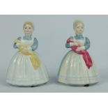 Royal Doulton figures The Rag Doll HN2142 and another prototype example but in different colour way
