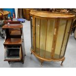 Edwardian Inlaid coal bucket in Sheraton revival style and China dispense cabinet in need of repair