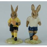 Royal Doulton Bunnykins pair figures Goalkeeper DB120 and Footballer DB121,