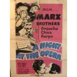 A Vintage Marx Brothers "A Night at the Opera" Film Poster M-G-M. Folds and two holes, corner