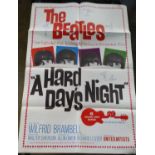 A Vintage "Hard Day's Night" Film Poster United Artists. 1020 x 690mm