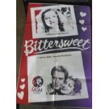 A Vintage "Bittersweet" Film Poster M-G-M. Crease holes and tears. 1020 x 685mm