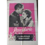 A Vintage "Rosemarie" Film Poster M-G-M. Corner folds, pinholes and tears. 1010 x 680mm