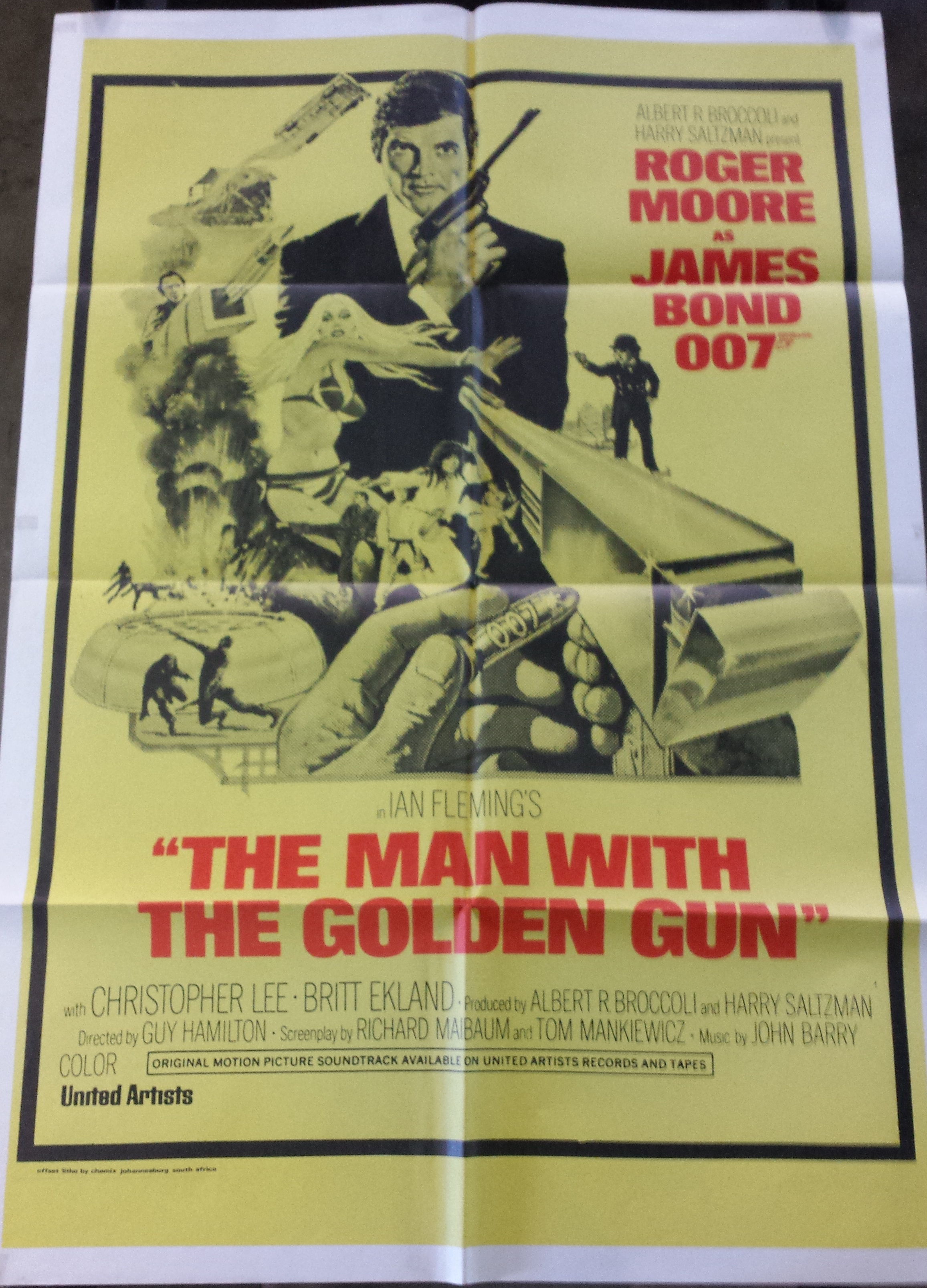 A Vintage The Man with the Golden Gun Film Poster United Artists. Good Condition. 1000 x 710mm