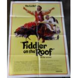 A Vintage "Fiddler on the Roof" Film Poster United Artists. Pinholes to corner. 1020 x 710mm
