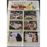 A Vintage Snow White and the Seven Dwarves Film Poster Walt Disney. Small crease fold holes x3 and