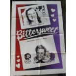 A Vintage "Bittersweet" Film Poster M-G-M. Corner folds, pinholes and tears. 900 x 580mm