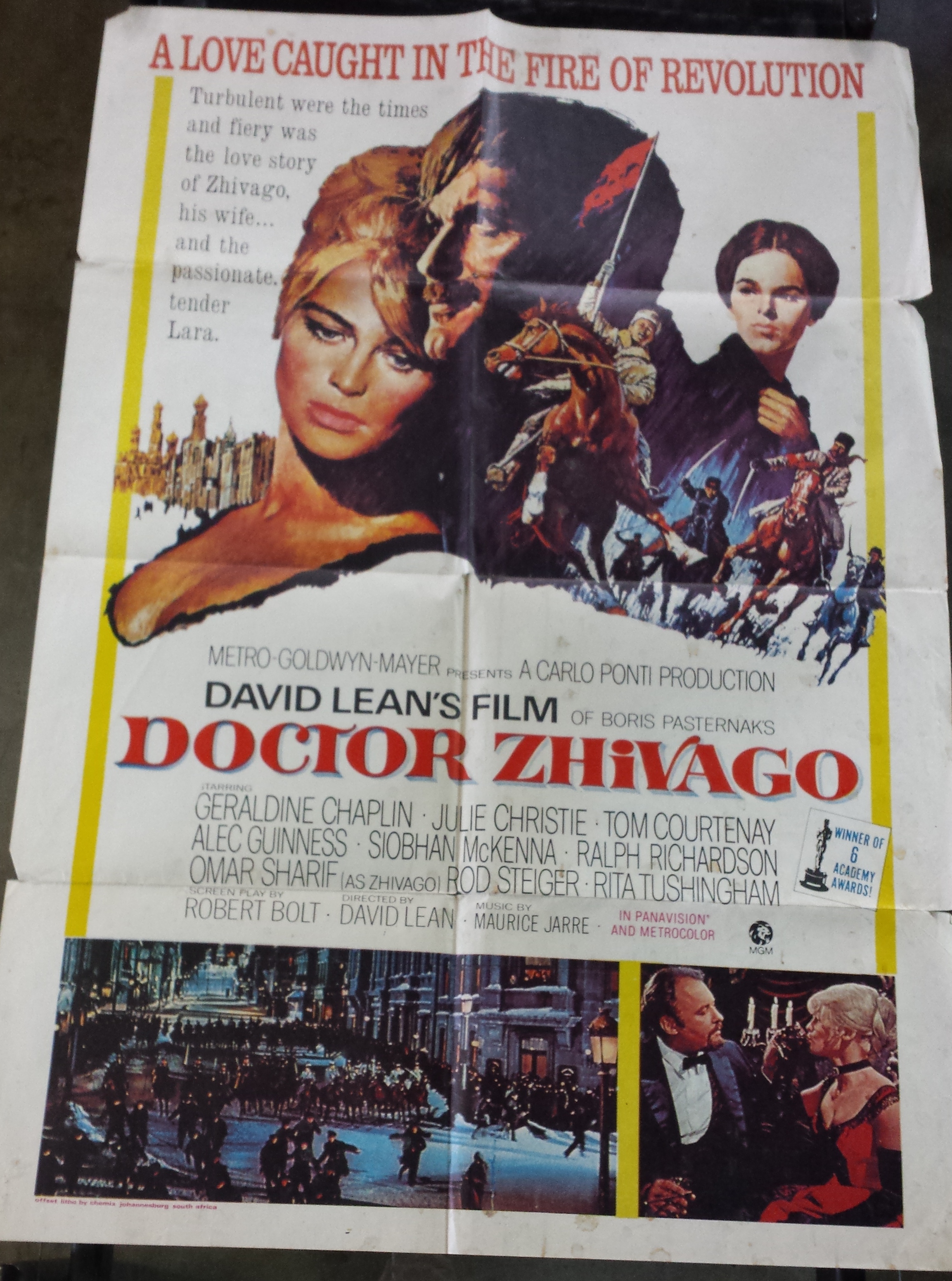 A Vintage "Dr Zhivago Film" Poster M-G-M. Folded, small crease hole. 1020 x 710mm