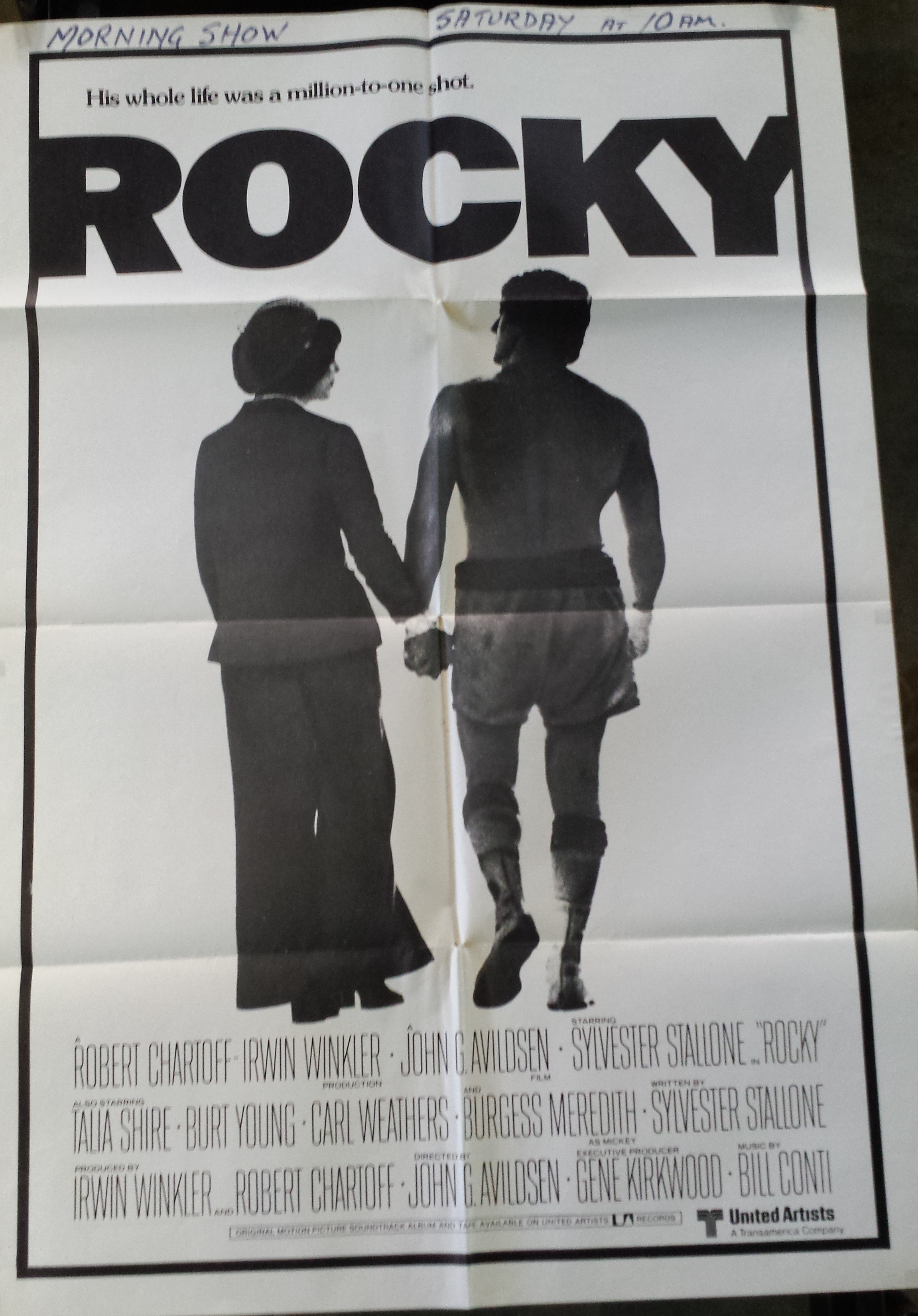 A Vintage Rocky Film Poster United Artists. Good Condition. 1010 x 700mm