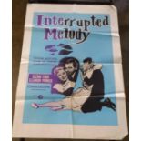 A Vintage "Interrupted Melody" Film Poster M-G-M. Folded, pigment loss, cut down. 1010 x 68mm
