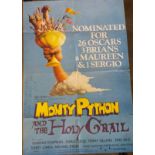A Vintage Monty Python and the Holy Grail Film Poster EMI Films. Boarder folded, x3 fold holes.