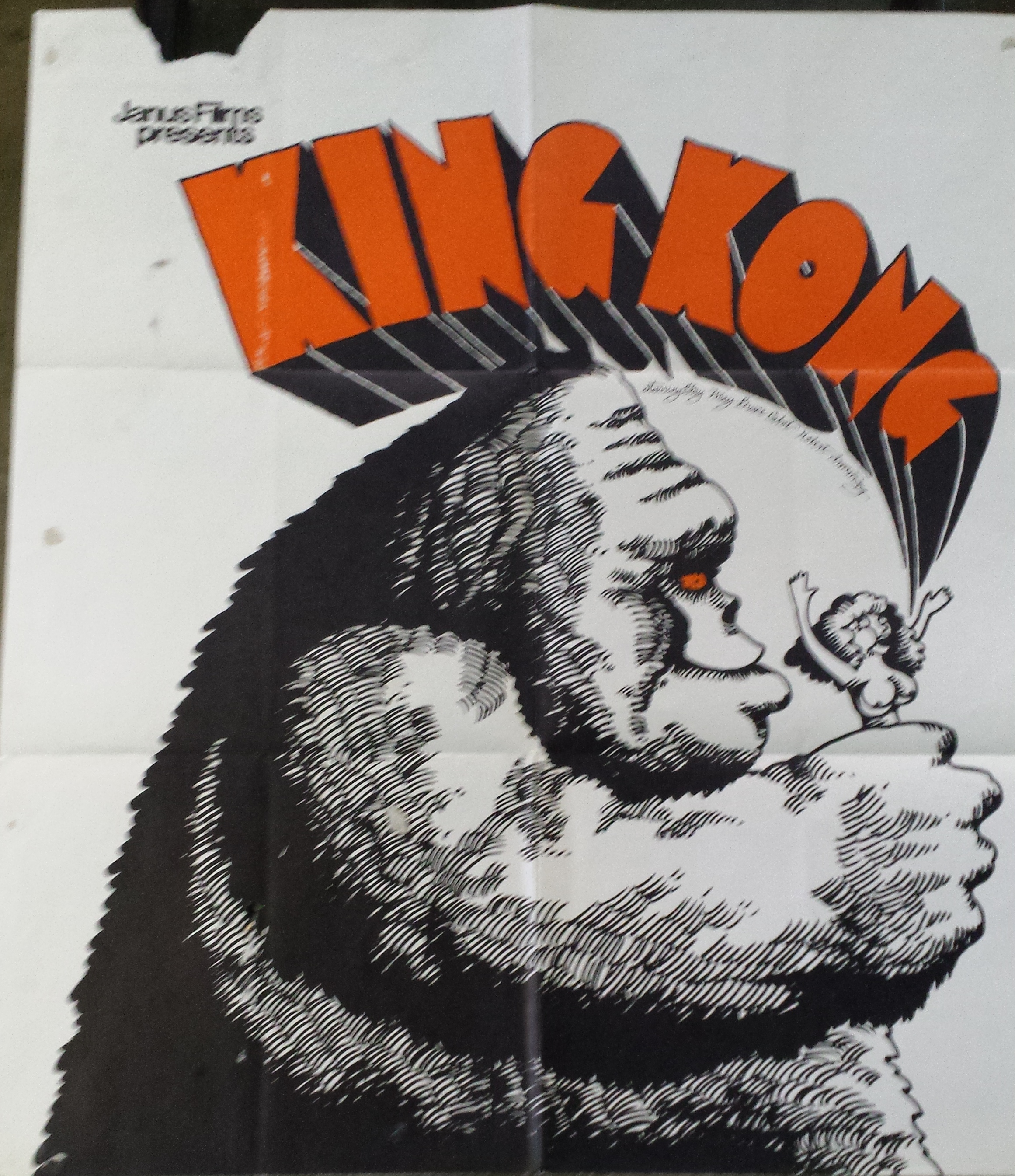 A Vintage King Kong Film Poster Janice Films. Cut down. 770 x 680mm