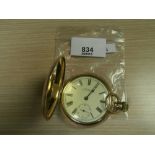 Waltham full hunter gold plated pocket watch