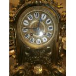 French 8 day mantle clock in architectural cast brass case by Pinchon Fils