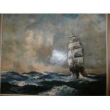 Framed oil on canvas marine view with a sailing vessell signed Dion Pears