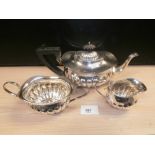 3 Piece Regency style Batchelor silver tea set