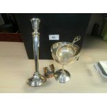 Silver goblet, candle stick, napkin ring etc