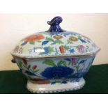 A nineteenth century Masons Ironstone grasshopper pattern tureen & cover with scrolled handle -