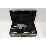 Boosey & Hawkes Sovereign plated trumpet in fitted case