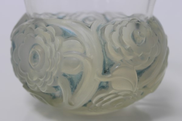 1930s 'Renoncules' Lalique semi opalescent glass vase, wheel engraved - 'R. Lalique France', 15cm - Image 3 of 4