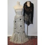 Ladies' 1950s vintage strapless evening gown with bone bodice,