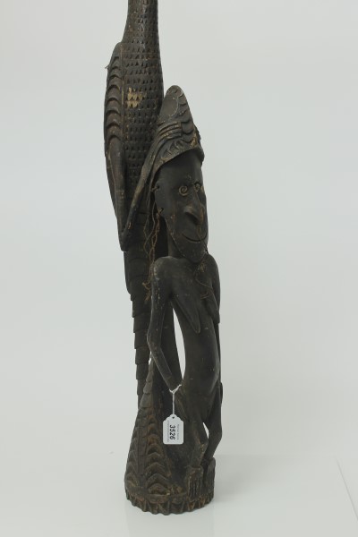 African carved wood fertility figure of a woman and a bird, - Image 2 of 4