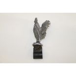 Rare 1920s chromium plated cast metal car mascot in the form of a cockerel,