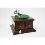 HMV Model 1 Table-Top Gramophone - circa 1915, in mahogany, with winding handle, turntable,