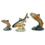 Beswick model of an American brook trout no. 1246 and two other Beswick trout no's 1032 and 1390 (3)