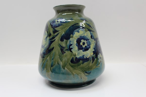 Moorcroft Late Florian Ware vase - impressed marks and green painted signature CONDITION REPORT