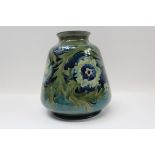 Moorcroft Late Florian Ware vase - impressed marks and green painted signature CONDITION REPORT